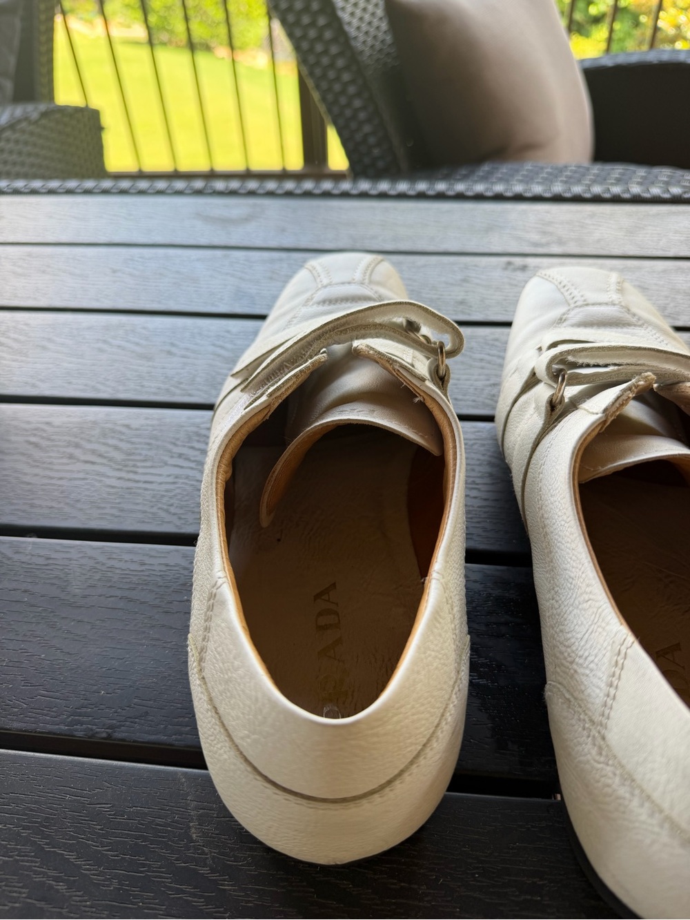 Prada White Leather Velcro Loafers - Picture 7 of 7